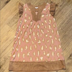 High end boutique leopard print suede dress tropical